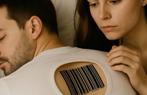 While my husband was sleeping, I noticed a strange tattoo in the form of a barcode on his back: I scanned the code and almost passed out