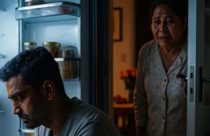 I hid behind the door, my heart pounding. My son-in-law sat down, opened the milk carton, scooped up a little bit of milk with a spoon, then…