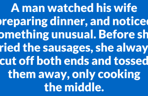A man watched his wife preparing dinner