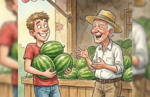 An Old Man Is Selling Watermelon.