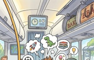 A little boy hopped onto a public bus