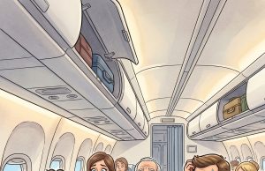 A man is sitting in a plane which is about to takeoff,