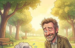 An elderly woman was out walking her dog in the park