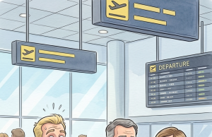 An attractive young woman on a flight from Ireland