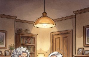 Three old ladies were sitting at the dinner table