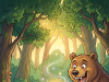 A bear and a rabbit are walking through the woods