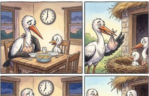 There Is A Mommy Stork, A Daddy Stork, And A Baby Stork.
