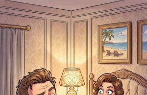 On their first night together, a newlywed couple go to change.
