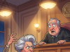 An elderly couple married for 50 years walks into a courtroom to file for divorce.