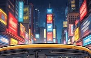 A man arrives in New York’s airport and hails a taxi.